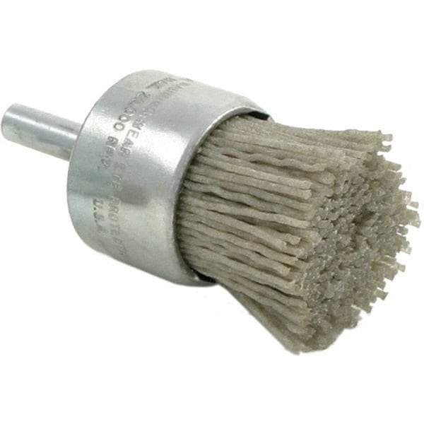 Brush Research Mfg. - 180 Grit, 1" Brush Diam, Crimped, End Brush - Medium Grade, 1/4" Diam Steel Shank, 20,000 Max RPM - All Tool & Supply