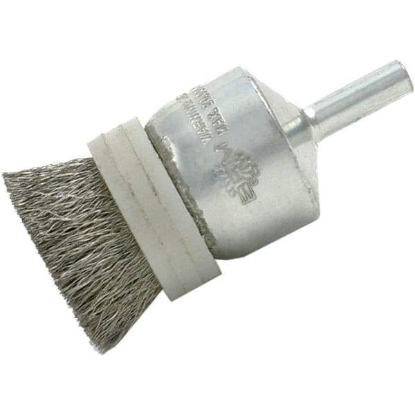 Brush Research Mfg. - 1/2" Brush Diam, Crimped, End Brush - 1/4" Diam Steel Shank, 20,000 Max RPM - All Tool & Supply