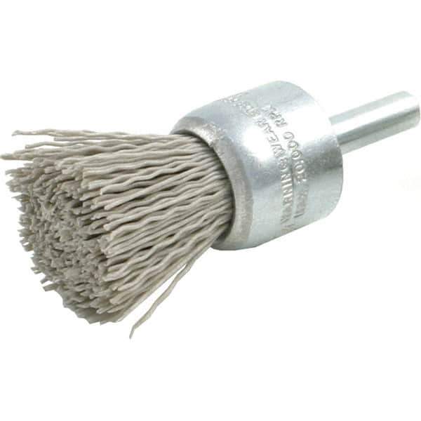 Brush Research Mfg. - 320 Grit, 1/2" Brush Diam, Crimped, End Brush - Medium Grade, 1/4" Diam Steel Shank, 20,000 Max RPM - All Tool & Supply