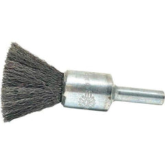 Brush Research Mfg. - 1/2" Brush Diam, Crimped, End Brush - 1/4" Diam Steel Shank, 20,000 Max RPM - All Tool & Supply