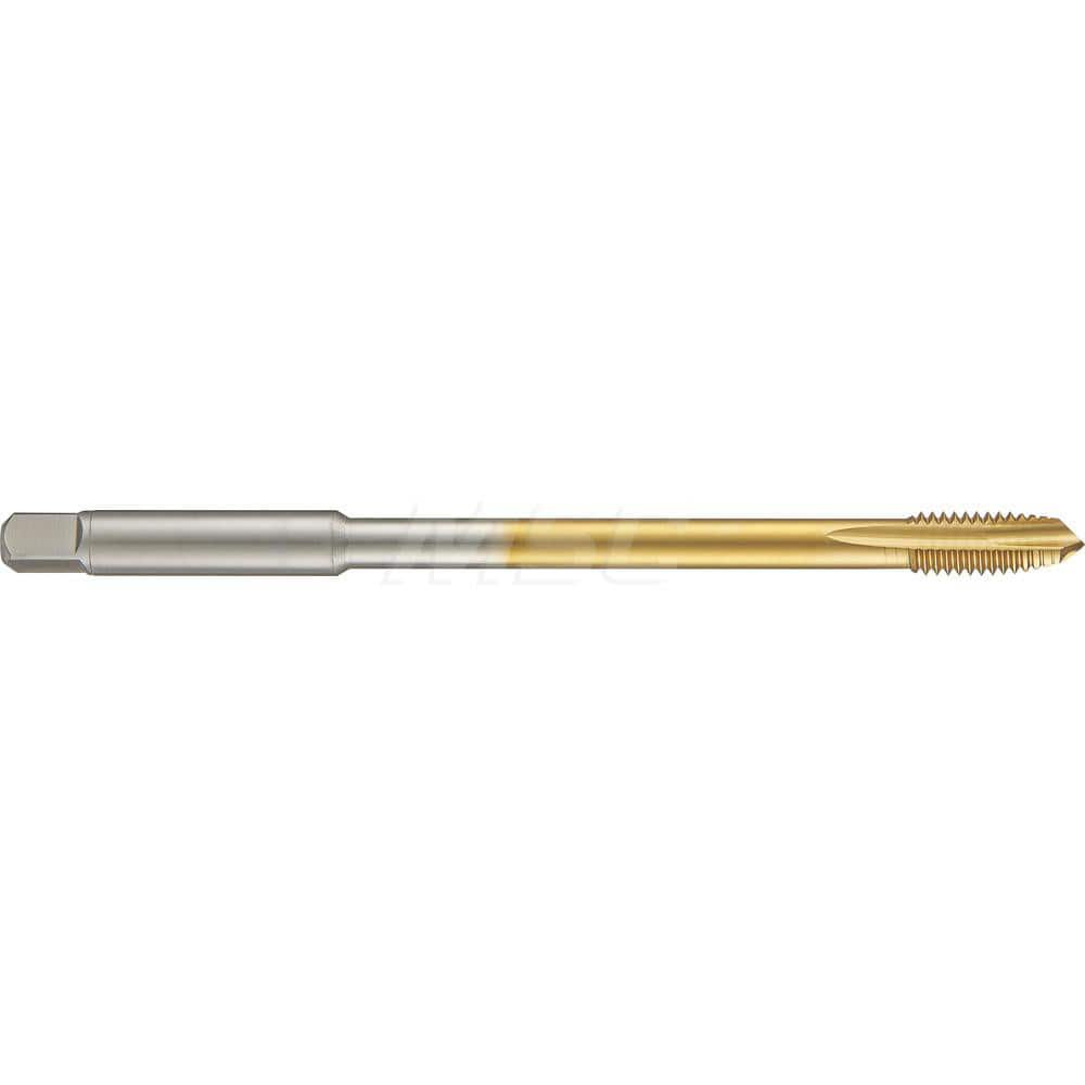 Spiral Point Tap: M14 X 2, Metric, 4 Flutes, 3 to 5, 6H, HSS-E, TiN Finish 6″ OAL, Right Hand, Series 4569