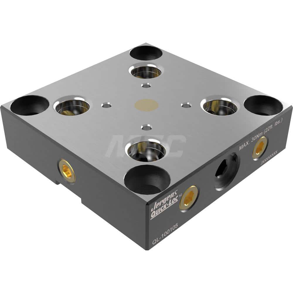 Fixture Plates; Overall Width (mm): 104; Overall Height: 27 mm; Overall Length (mm): 104.00; Plate Thickness (Decimal Inch): 27.0000; Material: Alloy Steel; Number Of T-slots: 0; Centerpoint To End: 52.00; Parallel Tolerance: 0.0005 in; Overall Height (De