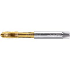 Spiral Point Tap: M2, Metric & DIN 371, 2 Flutes, Plug, 6H, HSS-E, TiN Finish 6 mm Thread Length, 45 mm OAL, Right Hand, Series TC216