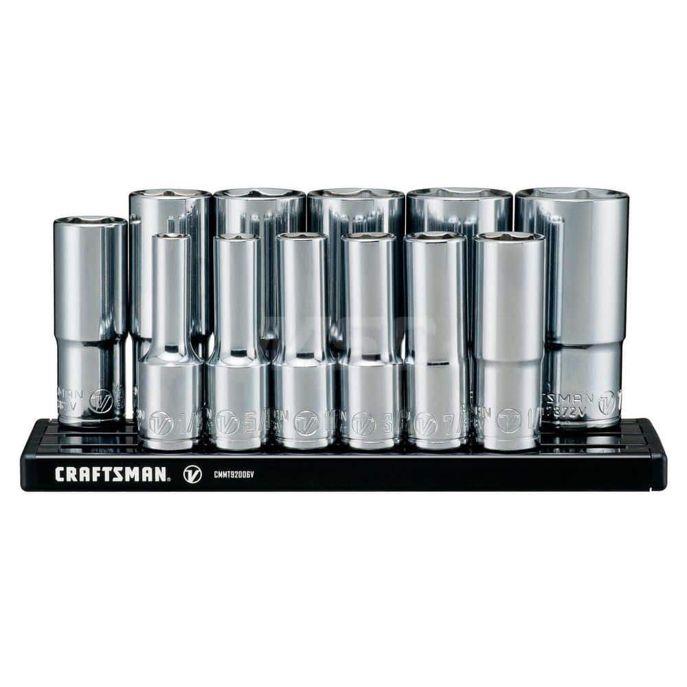 Socket Set: 3/8″ Drive 6 Point, Polished Chrome-Plated