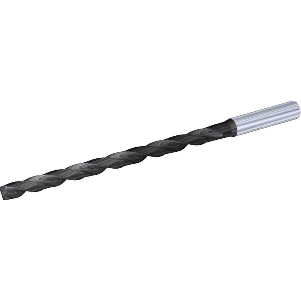 Extra Length Drill Bit: 0.6929″ Dia, 135 °, Solid Carbide TiAlN Finish, 9.9213″ Flute Length, 12.0079″ OAL, Helical Flute, Straight-Cylindrical Shank, Series B269