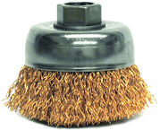 3" Crimped Wire Cup Brush - .020 Bronze; 5/8-11 A.H. - Non-Sparking Wire Wheel - All Tool & Supply