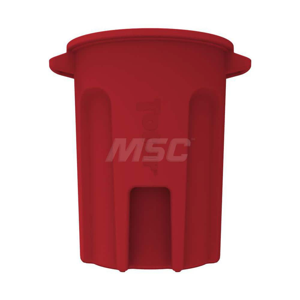 Trash Cans & Recycling Containers; Product Type: Trash Can; Container Capacity: 32 gal; Container Shape: Round; Lid Type: No Lid; Container Material: Plastic; Color: Red; Features: Integrated Handles Aids In Lifting Of Can & Improves Dumping Efficiency; R