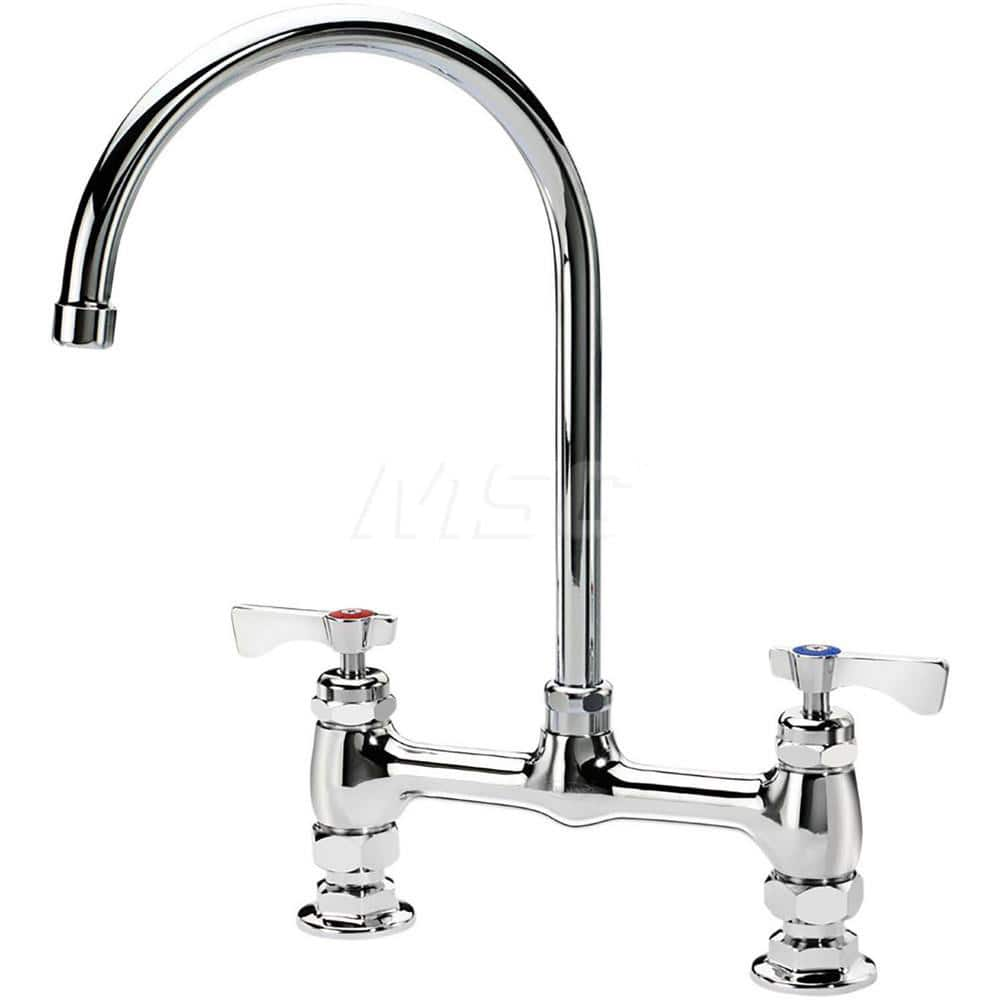 Industrial & Laundry Faucets; Type: Base Mount Faucet; Style: Base Mounted; Design: Base Mounted; Handle Type: Lever; Spout Type: Gooseneck; Mounting Centers: 8; Spout Size: 8; Finish/Coating: Chrome Plated Brass; Type: Base Mount Faucet; Minimum Order Qu