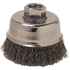 3″ Crimped Wire Cup Brush, .014″ Steel Fill, 3/8″-24 UNF Nut - All Tool & Supply