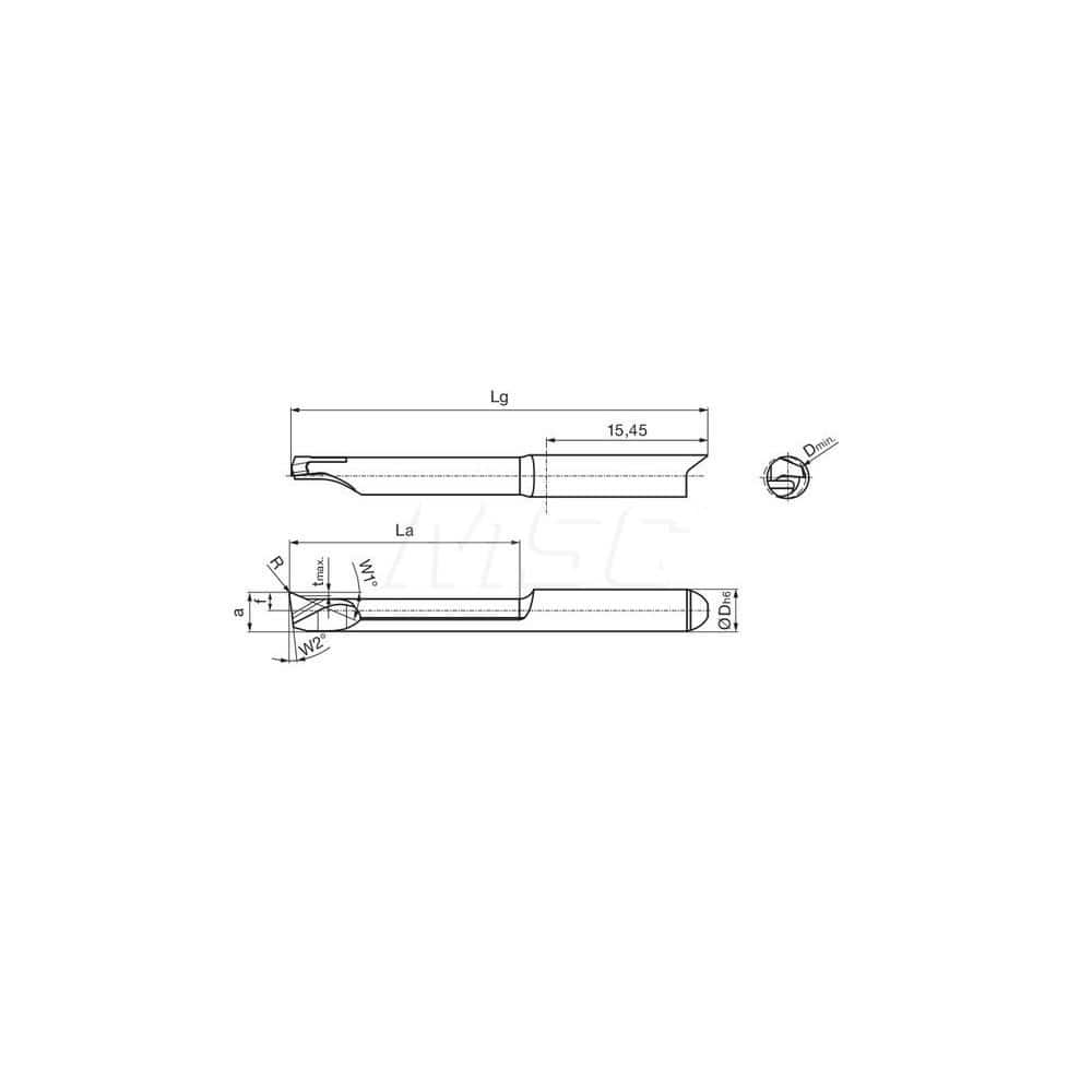 Internal Boring Bar: 0.1575″ Min Bore, 0.8661″ Max Depth, Left Hand Cut, Carbide 1.5748″ OAL, 0.0039″ Corner Radius