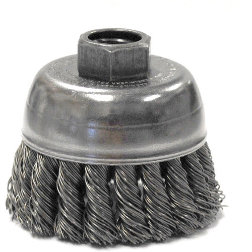 2-3/4″ Single Row Knot Wire Cup Brush, .020″ Steel Fill, M10x1.25 Nut - All Tool & Supply