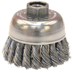 2-3/4″ Single Row Knot Wire Cup Brush, .020″ Steel Fill, 5/8″-11 UNC Nut - All Tool & Supply