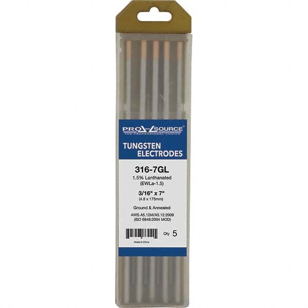 PRO-SOURCE - Tungsten Electrodes Type: 1.5% Lanthanated Diameter (Inch): 3/16 - All Tool & Supply