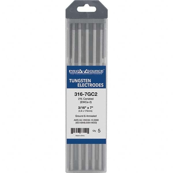 PRO-SOURCE - Tungsten Electrodes Type: 2% Ceriated Diameter (Inch): 3/16 - All Tool & Supply