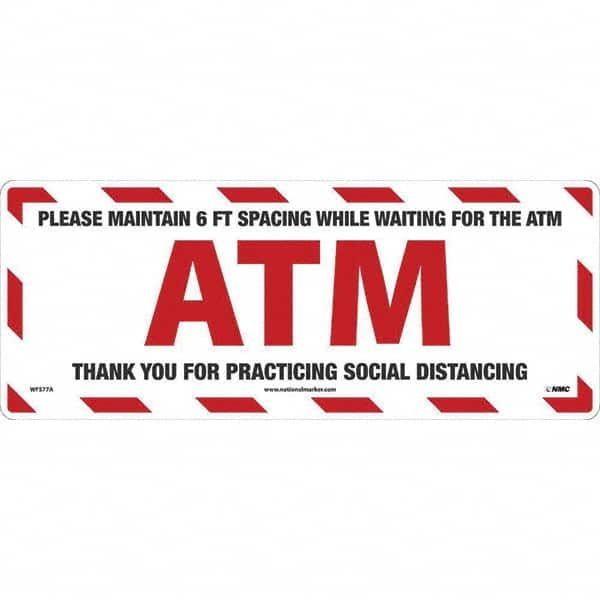 NMC - "Please Maintain 6 FT Spacing While Waiting for the ATM" Adhesive-Backed Floor Sign - All Tool & Supply