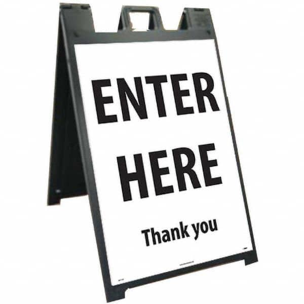 NMC - "ENTER HERE", 25" Wide x 45" High, Plastic Safety Sign - All Tool & Supply