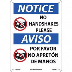 NMC - "Notice - No Handshakes Please", 10" Wide x 14" High, Rigid Plastic Safety Sign - All Tool & Supply