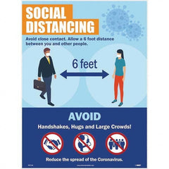 NMC - "COVID 19 - Social Distancing", 18" Wide x 24" High, Paper Safety Sign - All Tool & Supply