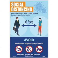 NMC - "COVID 19 - Social Distancing", 12" Wide x 18" High, Paper Safety Sign - All Tool & Supply