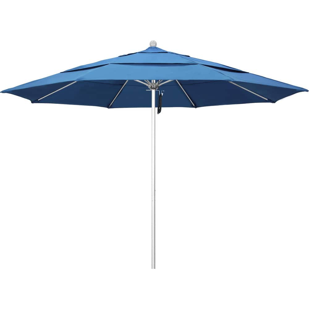 Patio Umbrellas; Diameter (Feet): 11; Height (Feet): 8.917; Fabric Color: Capri; Base Included: No; Canopy Fabric: Pacifica; Fade Resistant: Yes; Additional Information: Pulley Lift; Frame Material: Aluminum