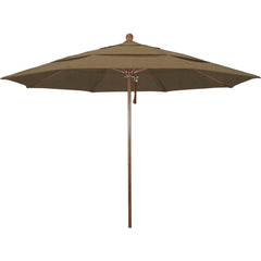 Patio Umbrellas; Diameter (Feet): 11; Height (Feet): 8.917; Fabric Color: Woven Sesame; Base Included: No; Canopy Fabric: Olefin; Fade Resistant: Yes; Additional Information: Pulley Lift; Frame Material: Aluminum