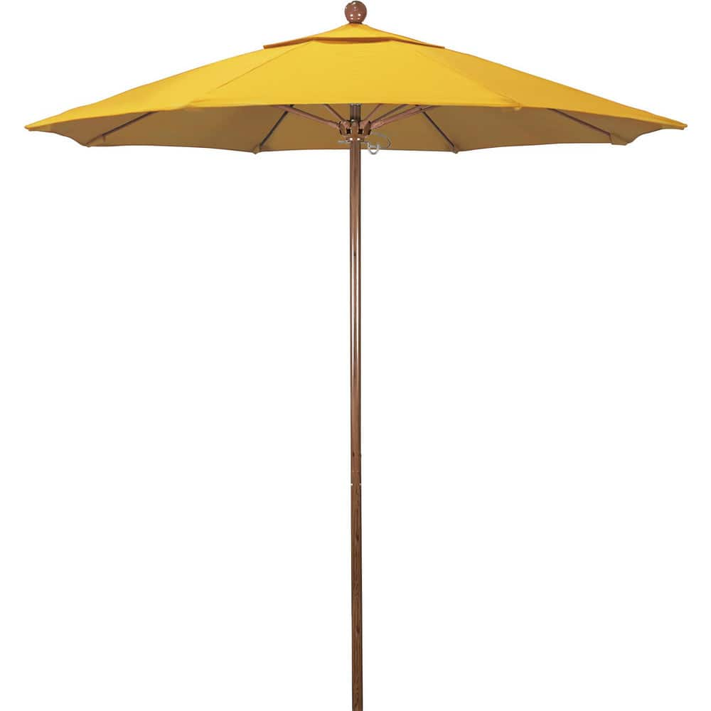 Patio Umbrellas; Diameter (Feet): 7.5; Height (Feet): 8.000; Fabric Color: Lemon; Base Included: No; Canopy Fabric: Olefin; Fade Resistant: Yes; Additional Information: Push Lift; Frame Material: Aluminum