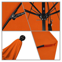 Patio Umbrellas; Diameter (Feet): 11; Height (Feet): 8.917; Fabric Color: Tuscan; Base Included: No; Canopy Fabric: Pacifica; Fade Resistant: Yes; Additional Information: Pulley Lift; Frame Material: Aluminum