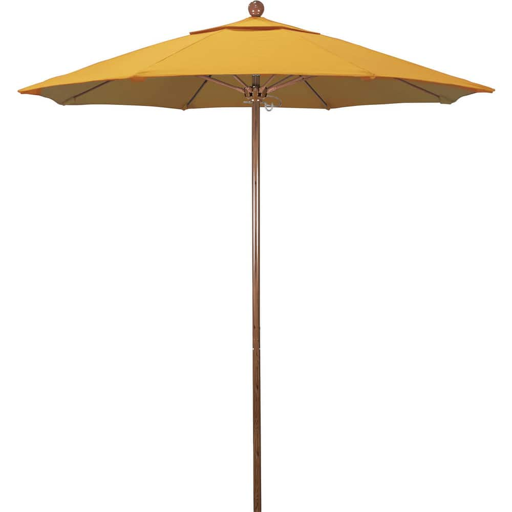 Patio Umbrellas; Diameter (Feet): 7.5; Height (Feet): 8.000; Fabric Color: Yellow; Base Included: No; Canopy Fabric: Pacifica; Fade Resistant: Yes; Additional Information: Push Lift; Frame Material: Aluminum