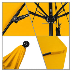 Patio Umbrellas; Diameter (Feet): 11; Height (Feet): 8.917; Fabric Color: Yellow; Base Included: No; Canopy Fabric: Pacifica; Fade Resistant: Yes; Additional Information: Pulley Lift; Frame Material: Aluminum