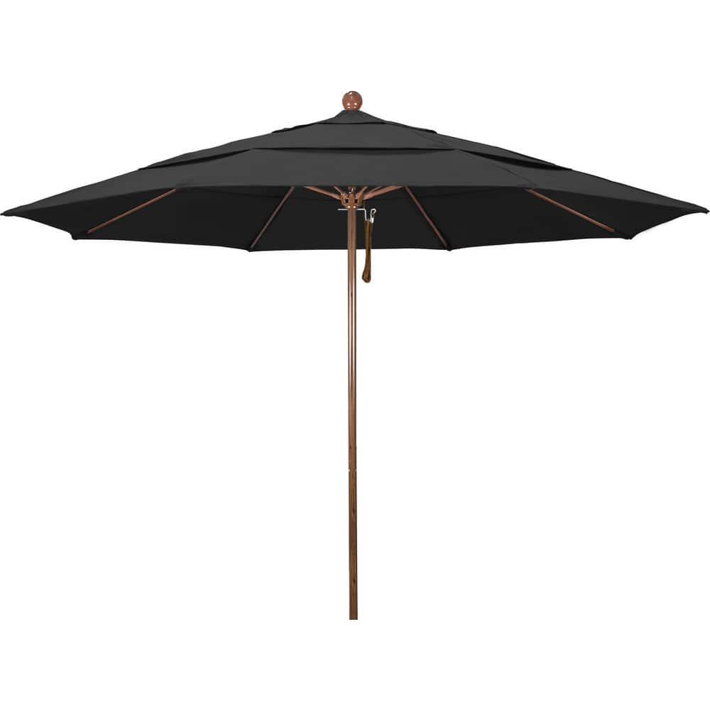 Patio Umbrellas; Diameter (Feet): 11; Height (Feet): 8.917; Fabric Color: Black; Base Included: No; Canopy Fabric: Pacifica; Fade Resistant: Yes; Additional Information: Pulley Lift; Frame Material: Aluminum