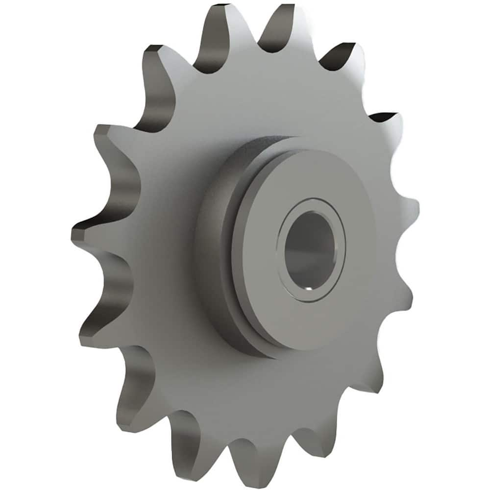 Chain Idler Sprockets; Bore Diameter: 0.5000; Hub Diameter: 1.5000; Pitch: 0.625 in; Compatible Shaft Diameter: 0.5 in; Number Of Strands: 1; Bearing Type: Plain; Material: Steel; Number of Teeth: 15; Minimum Order Quantity: Steel; Shaft Diameter (Inch):