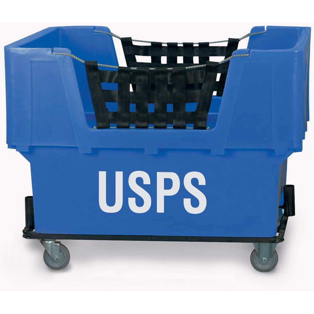 Polyethylene Basket Truck: 18 lb Capacity, 37″ Deep, 48″ Long (2) Rigid & (2) Swivel Wheels, 4″ Wheels, Rubber Casters