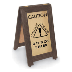 Cone & A Frame Floor Signs; Shape: A-Frame; Sign Type: Restroom, Janitorial & Housekeeping; Type: Restroom, Janitorial & Housekeeping; Message/Graphic: Message & Graphic; Header: Caution; Legend: Caution Do not Enter; Viewing Points: Two-View; Language: E