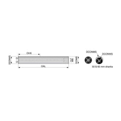 Modular Lathe Adapter/Mount: Neutral Cut, 20 Modular Connection 20 mm Square Shank, 200.3 mm OAL, Through Coolant, Series D