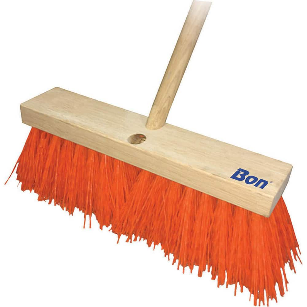 Push Broom: 24″ Wide, Polypropylene Bristle 5″ Bristle Length, Wood Block, Tapered Handle Connection, Handle Included