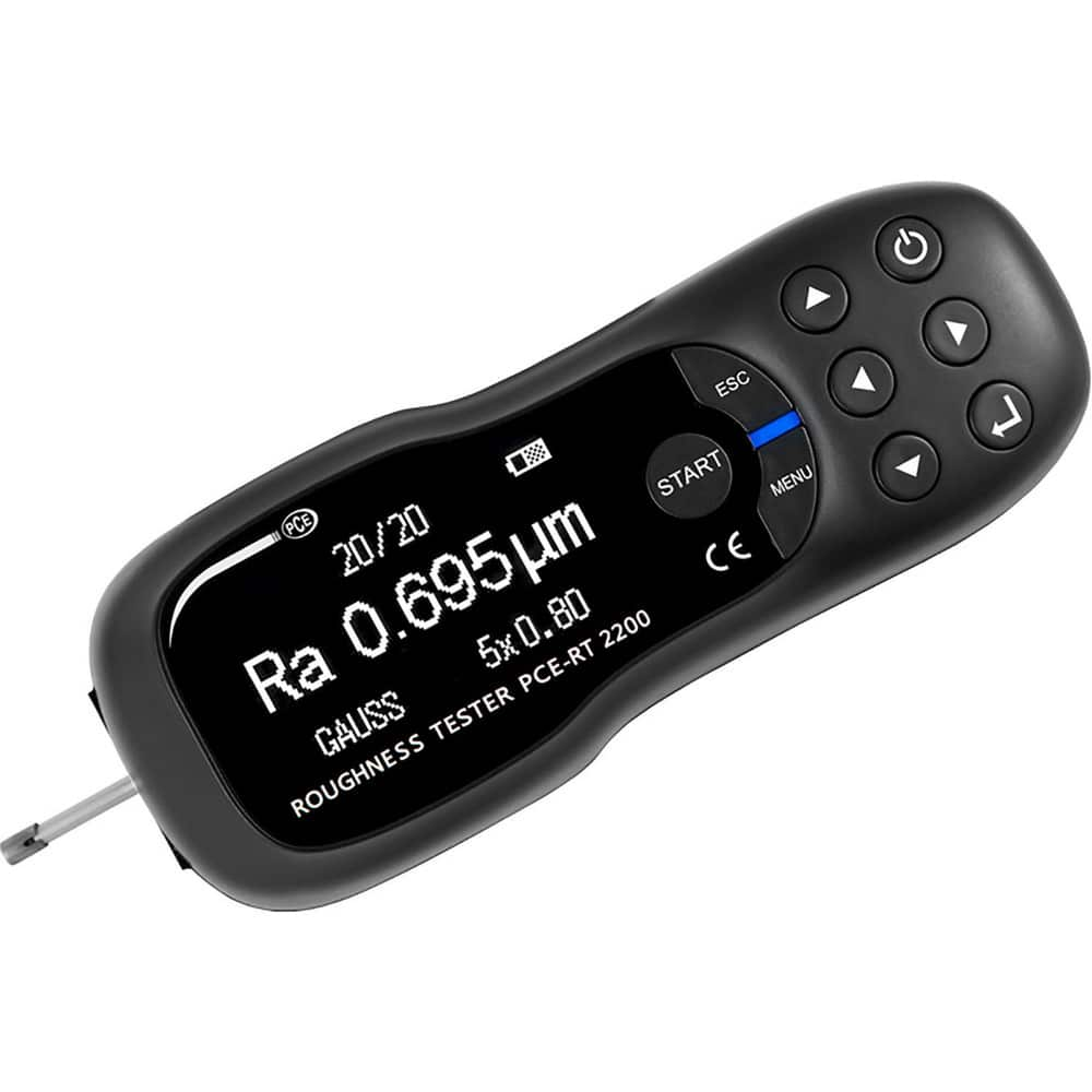 Surface Roughness Gage: Ra Rq RSm Rsk Rz Rt Rv Rp Rc Rmax Ry(JIS) Rz(JIS) R3z Rmr Rmr(c) & Rdc Roughness Parameter, 5 µm Stylus Tip Radius LCD Display