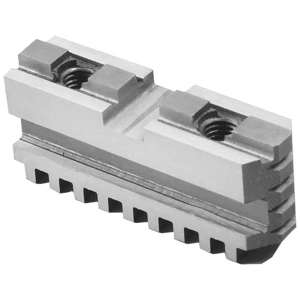 Hard Lathe Chuck Jaw: 8'' Max Chuck Dia, Master 1'' OAW, 1.3'' OAH, 3.11'' OAL, 1.75'' Between Mount Hole Centers, Hard Steel