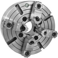 Independent Manual Lathe Chuck: 4-Jaw,  12″ Dia Two-Piece Jaws, Plain Back Mount, 1,200 Max RPM