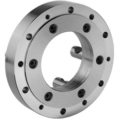 Lathe Chuck Adapter Back Plates; Nominal Chuck Size: 12 in; Mount Type: D1-11; Spindle Nose Type: D Series; Chuck Compatibility: 1-203-1200; 1-106-1200; 1-107-1200; 1-105-1200; 1-202-1200; 1-201-1200; 1-205-1200; Through-hole Diameter: 7.59 in; Chuck Diam