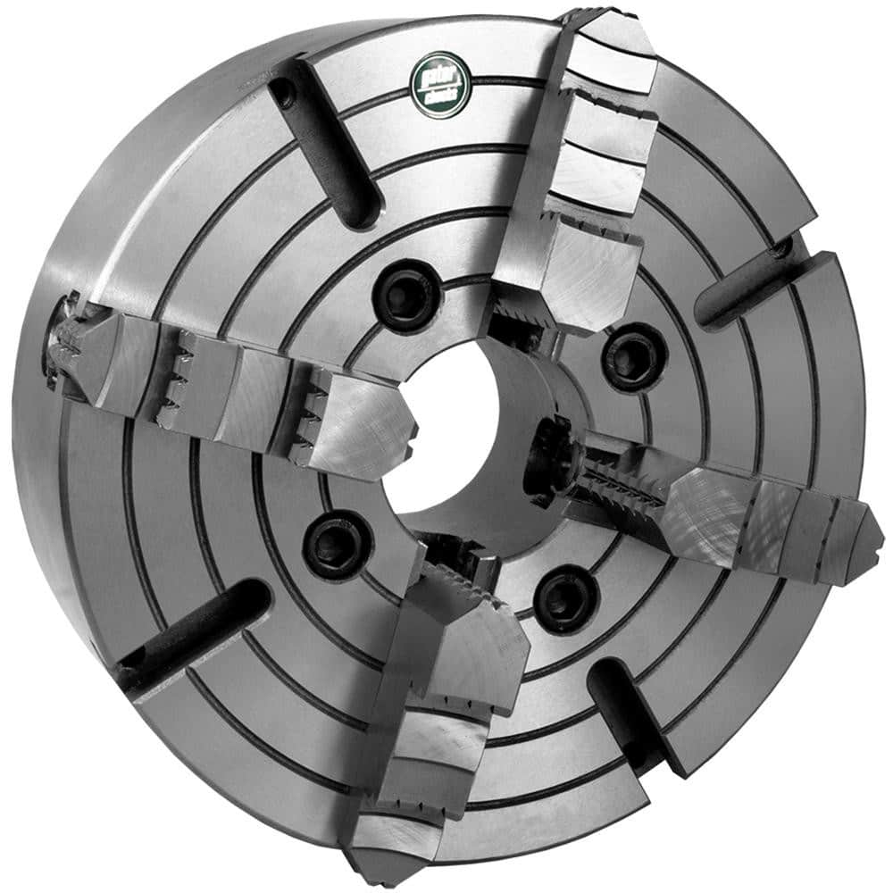 Independent Manual Lathe Chuck: 4-Jaw,  12″ Dia Hard & Solid Jaws, Plain Back Mount, 1,200 Max RPM