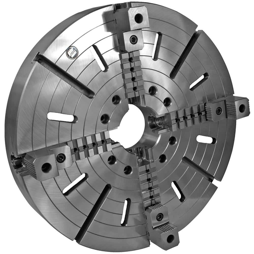 Independent Manual Lathe Chuck: 4-Jaw,  40″ Dia Two-Piece Jaws, Plain Back Mount, 200 Max RPM