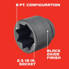 Impact Sockets; Drive Style: Square; Material: Steel; Finish: Black Oxide; Insulated: No; Non-sparking: No; Deep: No; Number Of Points: 8; Overall Length: 3.50