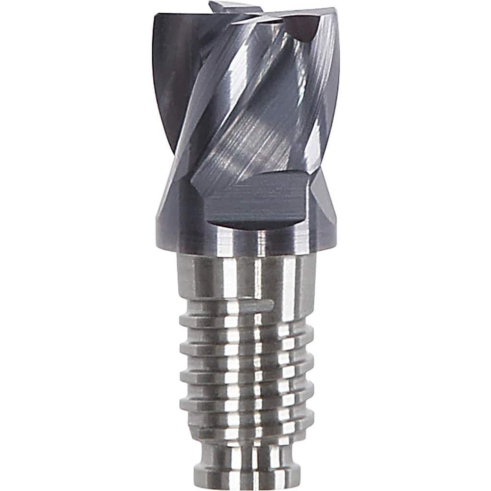 Corner Radius & Corner Chamfer End Mill Heads; Chamfer Angle: 45.000; Connection Type: Duo-Lock 12; Centercutting: Yes; Flute Type: Spiral; Number Of Flutes: 4; End Mill Material: Solid Carbide; Overall Length: 0.59