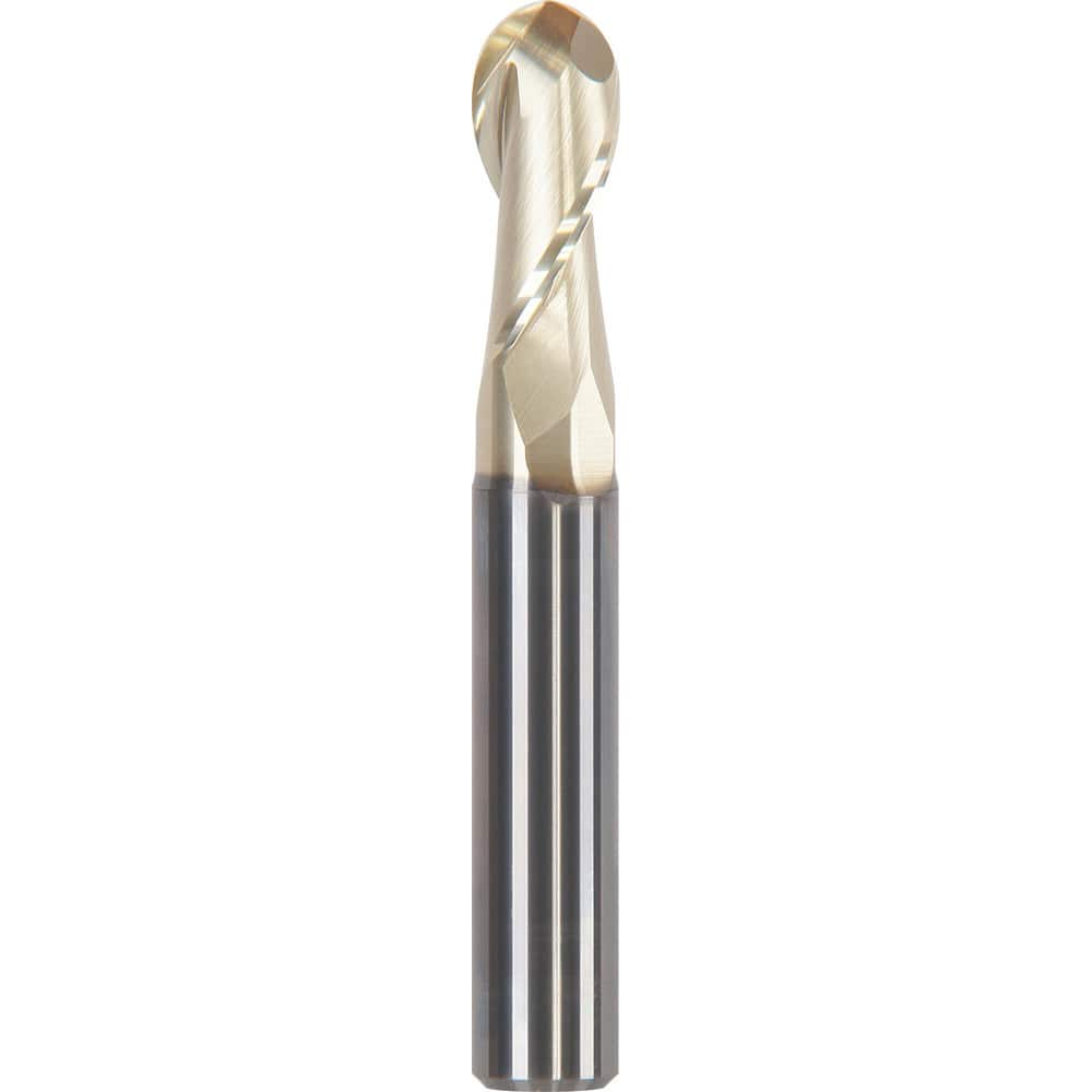 Ball End Mill: 0.315″ Dia, 0.748″ LOC, 2 Flute, Solid Carbide ZrN Coated