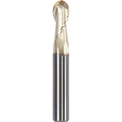 Ball End Mill: 0.1181″ Dia, 0.315″ LOC, 2 Flute, Solid Carbide ZrN Coated