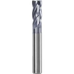 Corner Radius End Mill: 0.3937″ Dia, 0.8661″ LOC, 0.04″ Radius, 4 Flutes, Solid Carbide 2.87″ OAL, 0.3937″ Shank Dia, Helix, AlTiN Coated, Centercutting