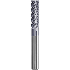 Corner Chamfer End Mill: 0.2362″ Dia, 0.7087″ LOC, 5 Flute, 0.0079″ Chamfer Width, Solid Carbide 2.44 mm OAL, AlTiN Coated