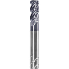 Corner Radius End Mill: 5/8″ Dia, 1-1/4″ LOC, 0.03″ Radius, 4 Flutes, Solid Carbide 3.38″ OAL, 5/8″ Shank Dia, Helix, AlTiN Coated, Centercutting