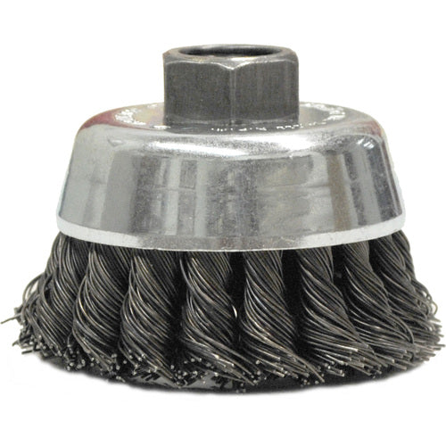 2-3/4″ Single Row Knot Wire Cup Brush, .020″ Steel Fill, M10x1.50 Nut - All Tool & Supply