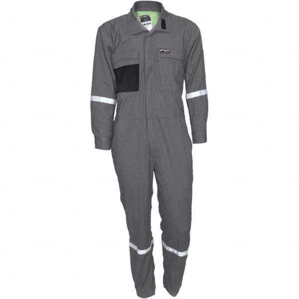 Coveralls: Size 50 Regular, Modacrylic Fleece Gray, Zipper Closure, 9 Pocket